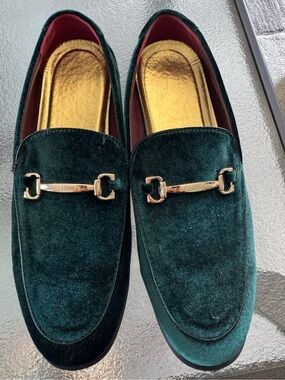 COSIDRAM Men’s Green Velvet Dress Loafers